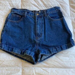 High rise jean shorts with folded hem size large